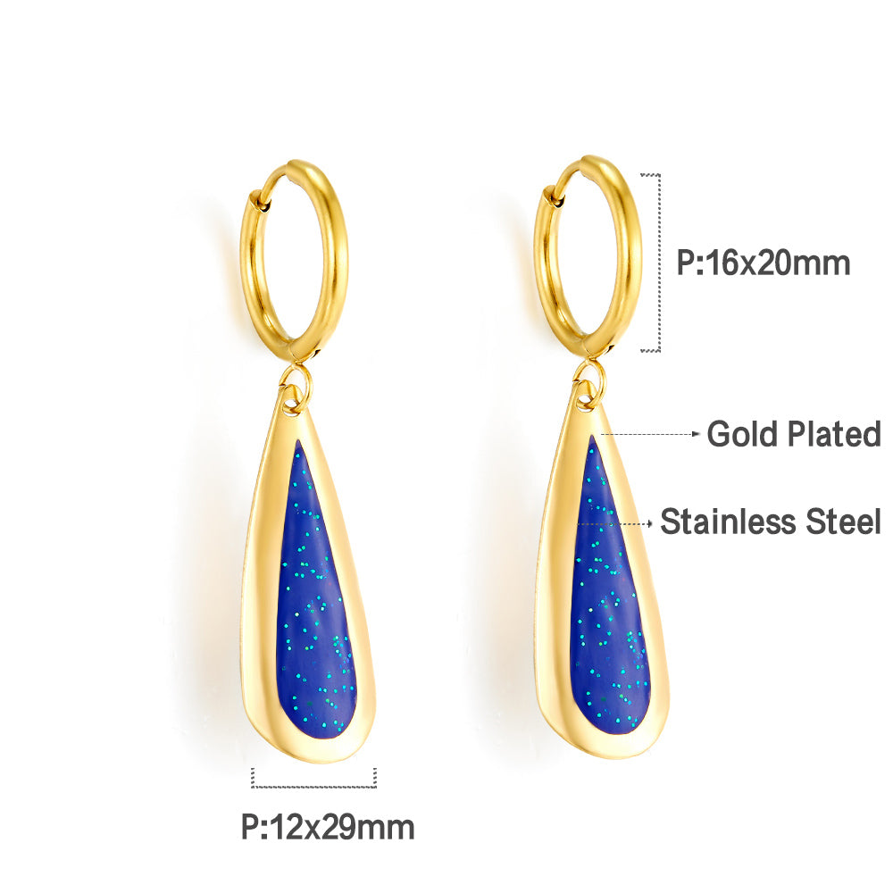 Cirkel met waterdruppels Flash Sand donkerblauwe oorbellen