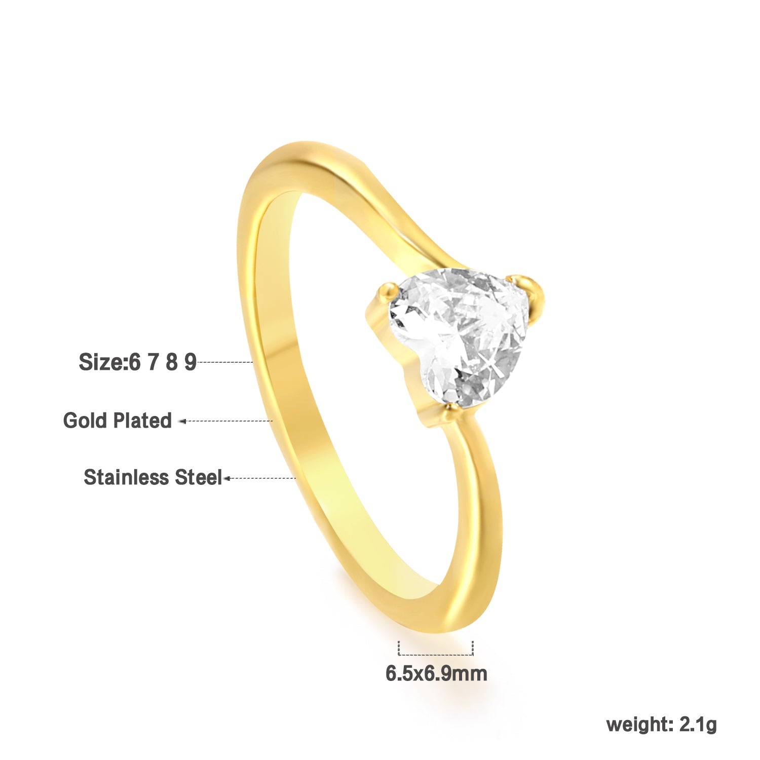 Heldere hartvormige diamanten ring