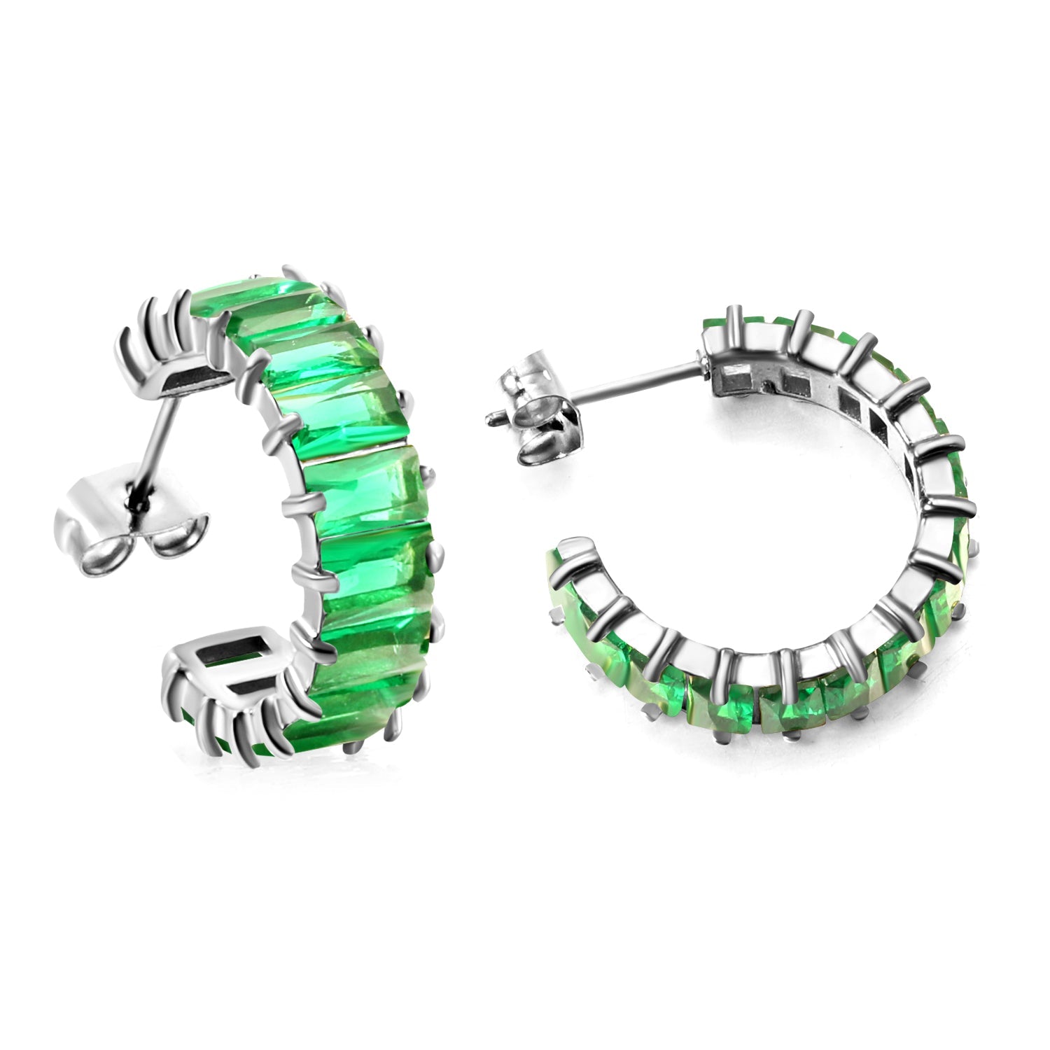 C-vormige oorbellen met twee grepen en zirkonium