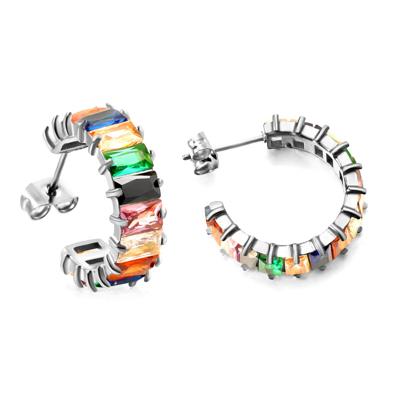 C-vormige oorbellen met twee grepen en zirkonium