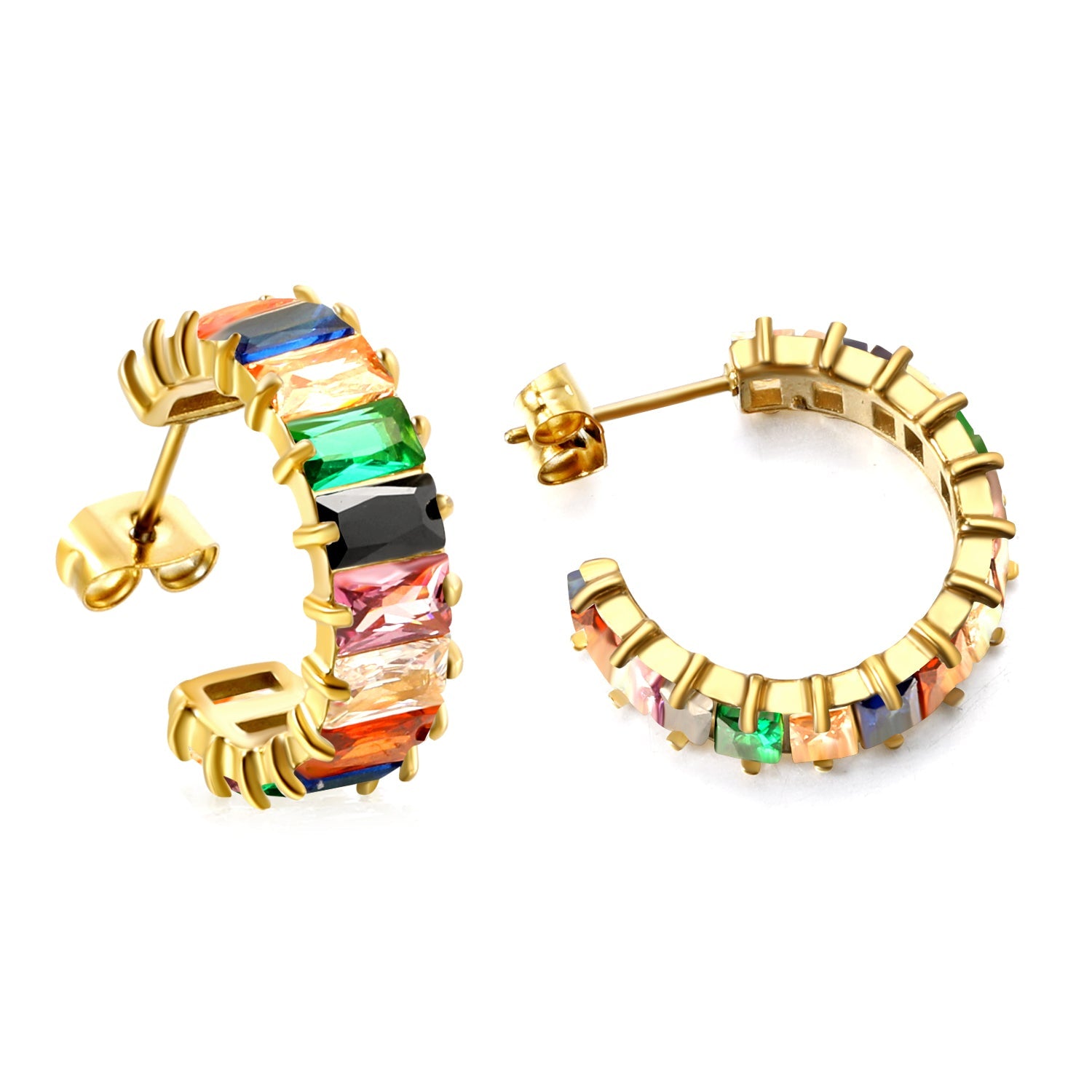 C-vormige oorbellen met twee grepen en zirkonium