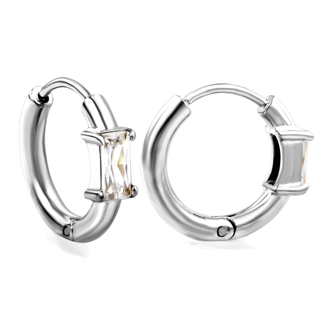 Rectangular White Zirconium Four-Claw Earrings