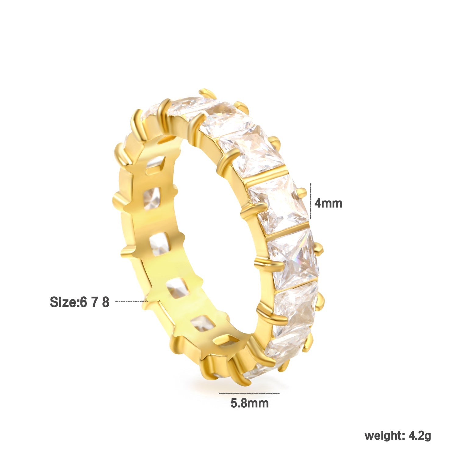 Vierkante zirkonium solitaire ring