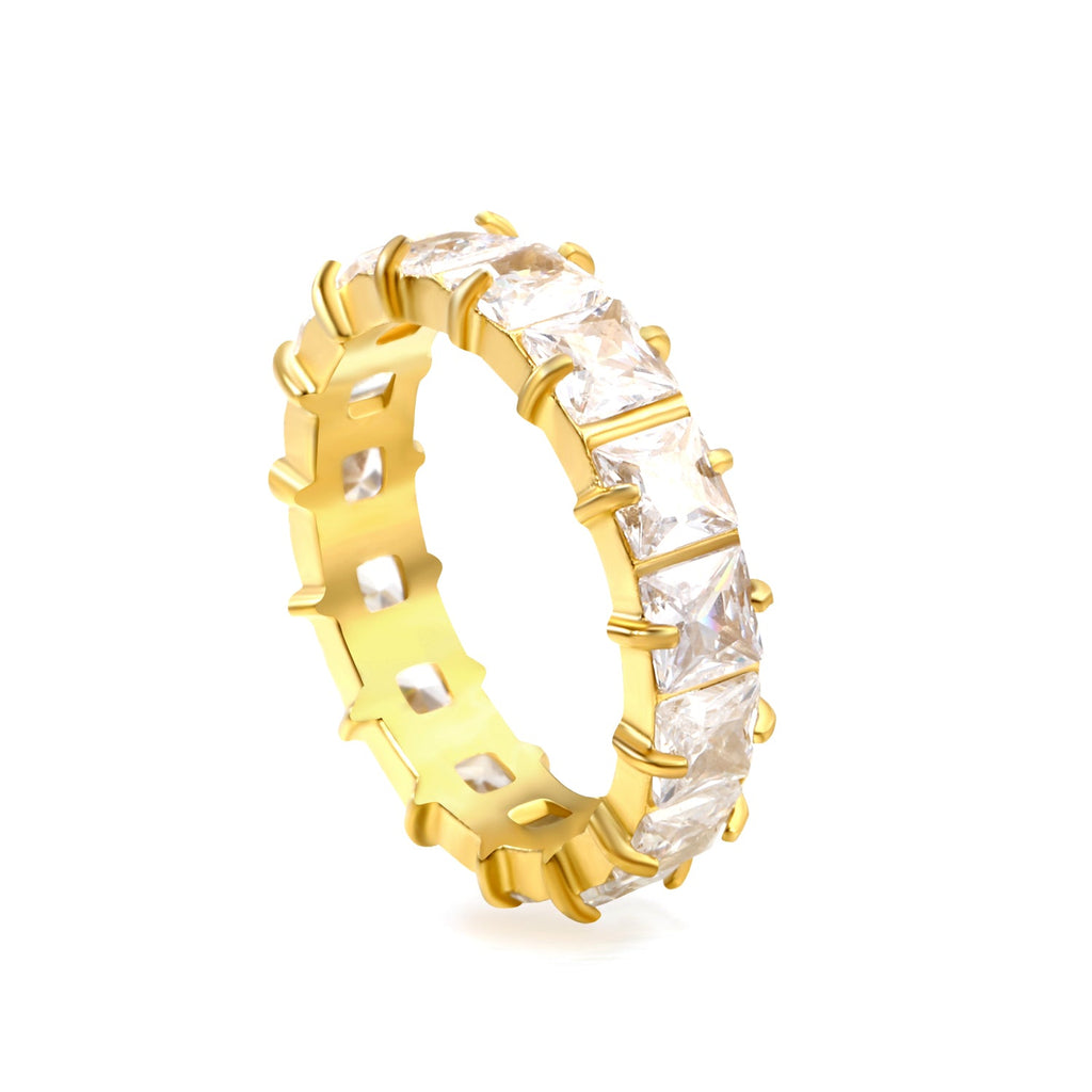 Vierkante zirkonium solitaire ring