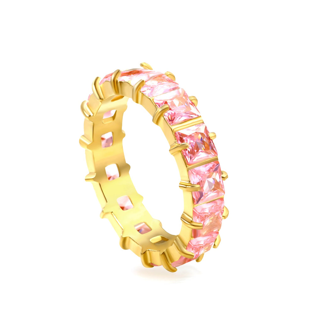 Vierkante zirkonium solitaire ring