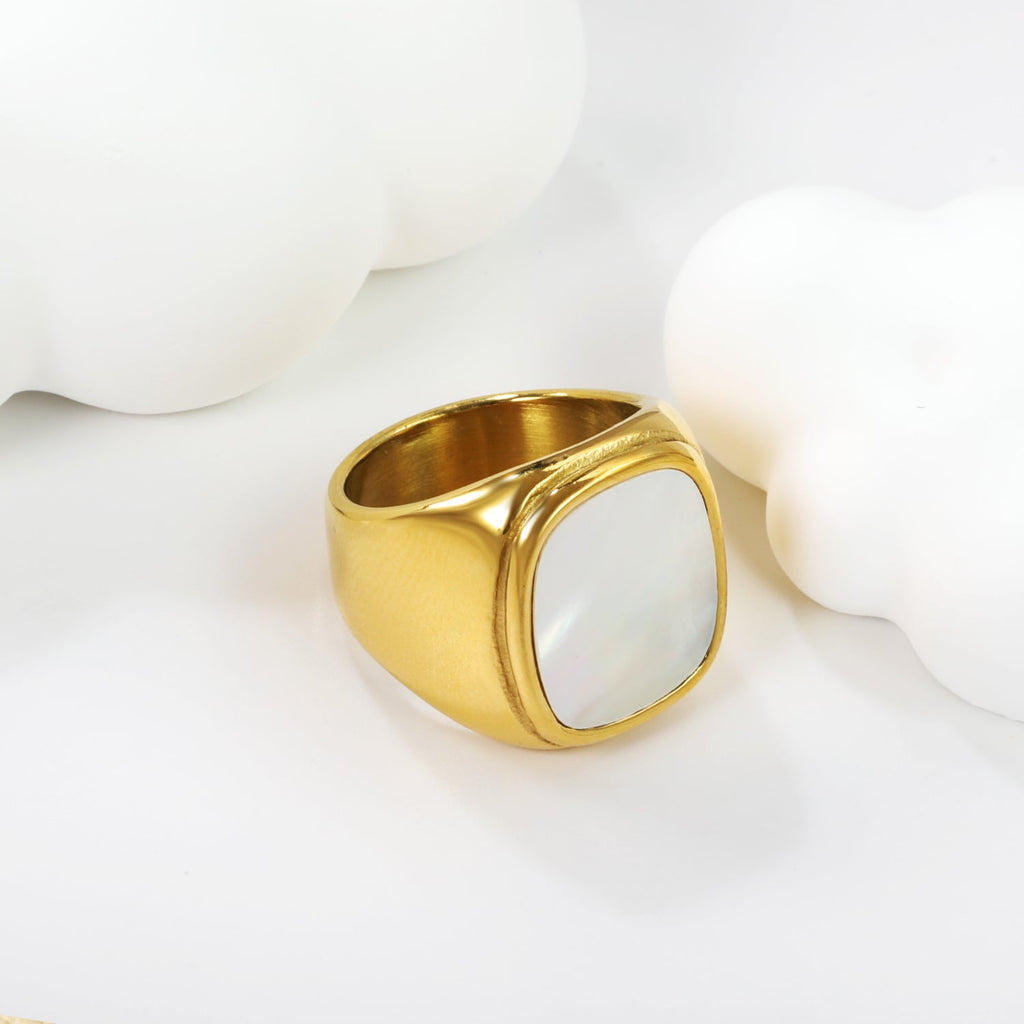 Oversized vierkante schelpring