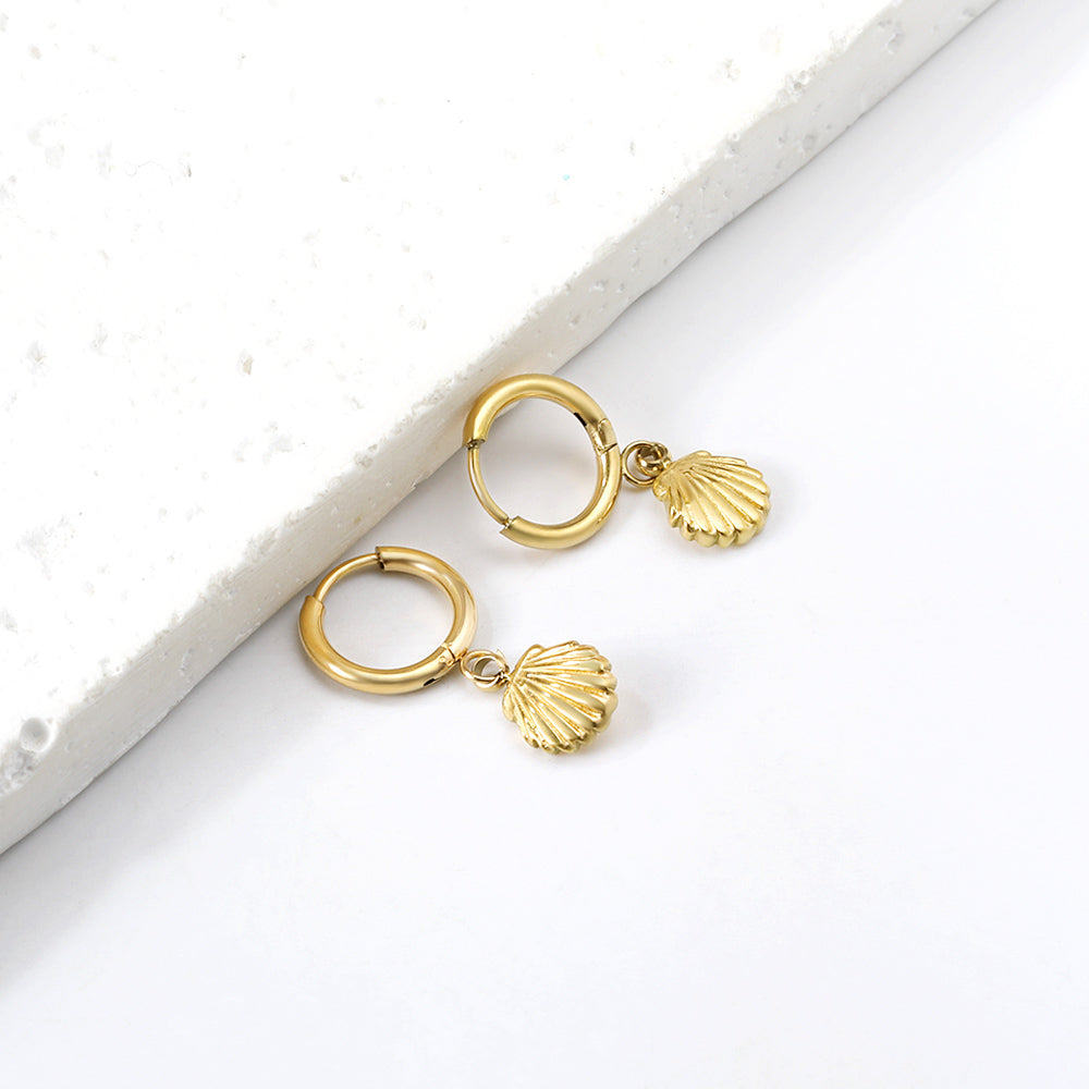 Circle with Shell Stud Earrings