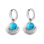 Blauwe turquoise halve cirkel oorbellen