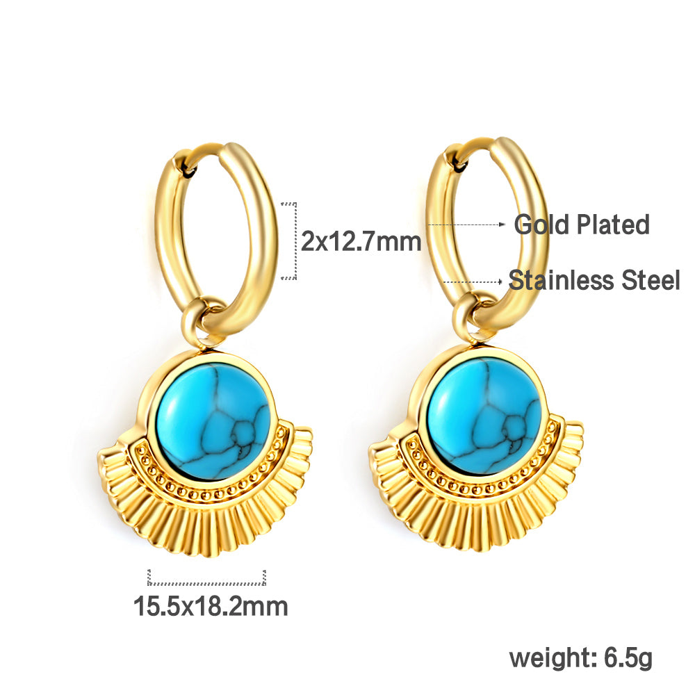 Blauwe turquoise halve cirkel oorbellen