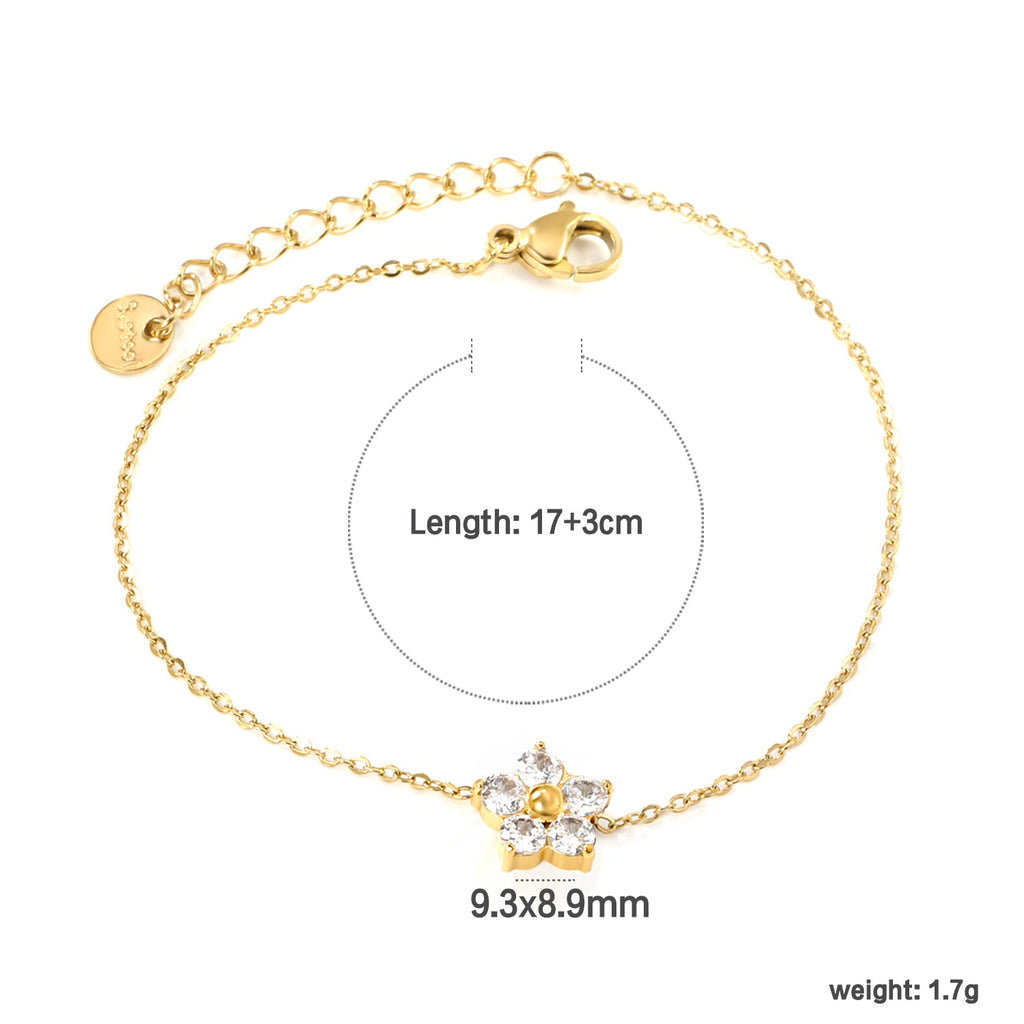 Five Petal Flower Zirconium Bracelet
