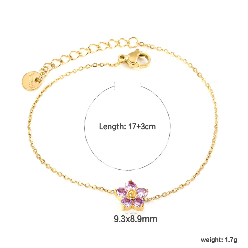Five Petal Flower Zirconium Bracelet
