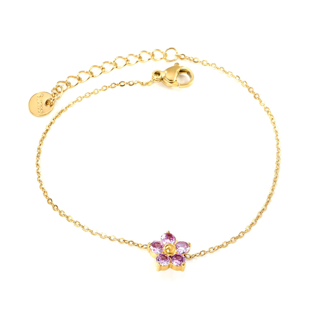 Five Petal Flower Zirconium Bracelet