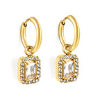 Cirkelvormige hoepeloorbellen met rechthoekige en witte diamanten