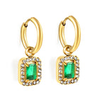 Cirkelvormige hoepeloorbellen met rechthoekige en witte diamanten