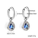 Circle Drop-Shaped Diamond Hoop Earrings