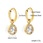 Circle Drop-Shaped Diamond Hoop Earrings