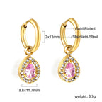 Circle Drop-Shaped Diamond Hoop Earrings