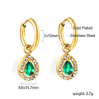 Circle Drop-Shaped Diamond Hoop Earrings