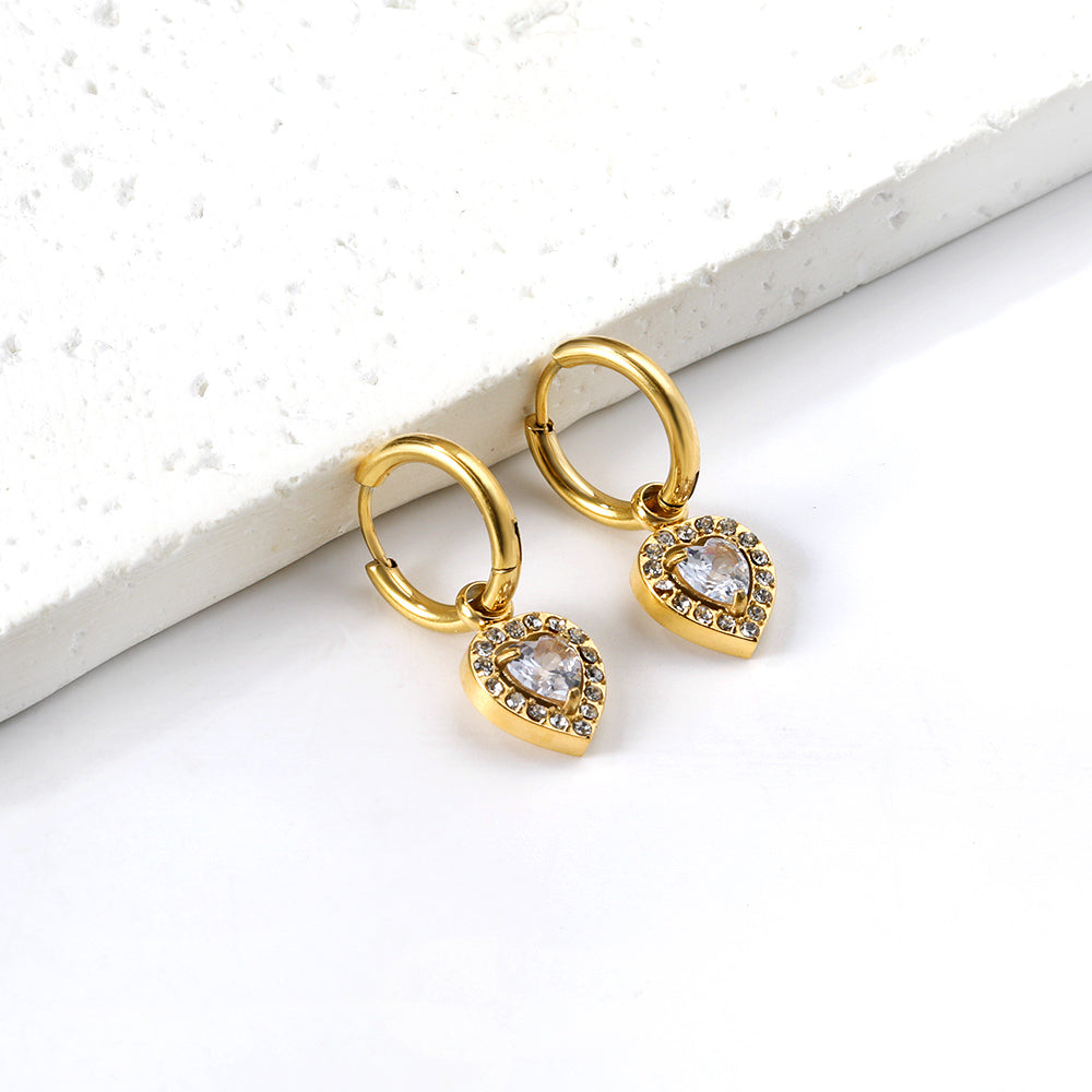 Cirkel &amp; Hart Diamanten Hoepeloorbellen