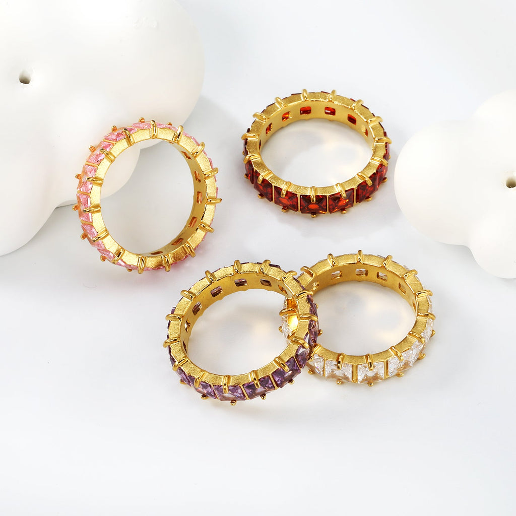 Vierkante zirkonium solitaire ring