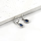 Circle Drop-Shaped Diamond Hoop Earrings
