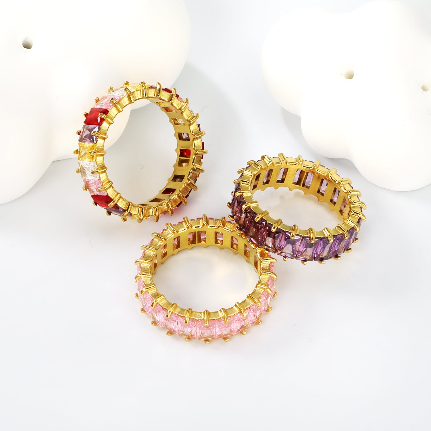 Rechthoekige zirkonia solitaire ring