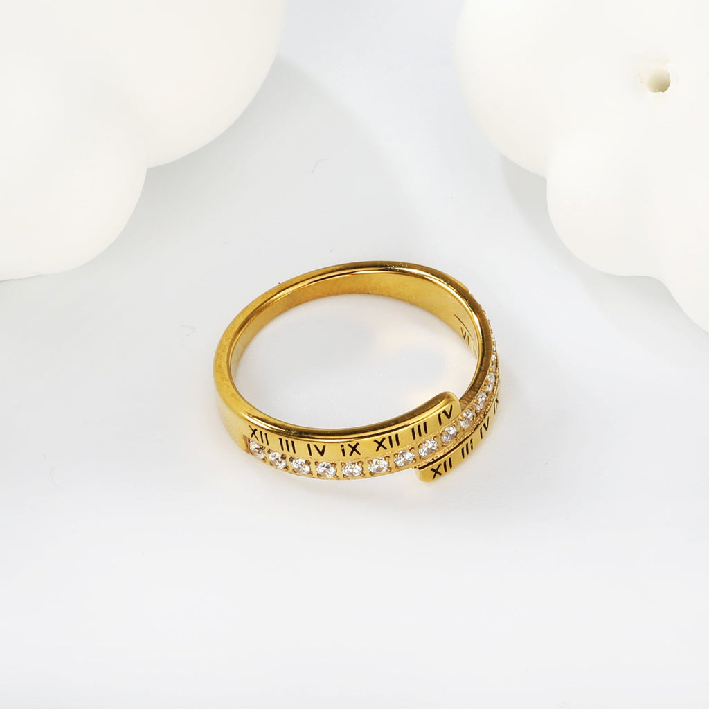 CNC Romeinse cijfer zirkonia ring