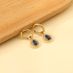 Circle Drop-Shaped Diamond Hoop Earrings