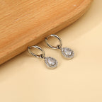 Circle Drop-Shaped Diamond Hoop Earrings