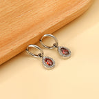 Circle Drop-Shaped Diamond Hoop Earrings