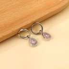 Circle Drop-Shaped Diamond Hoop Earrings