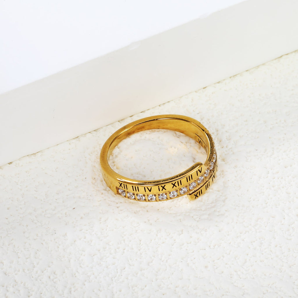 CNC Romeinse cijfer zirkonia ring