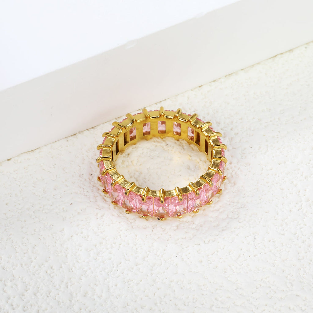 Rechthoekige zirkonia solitaire ring