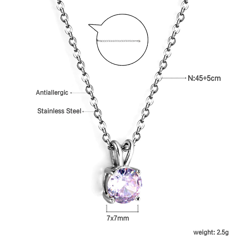 Ketting met ronde diamanten hanger in meerdere kleuren