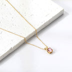 Ketting met ronde diamanten hanger in meerdere kleuren