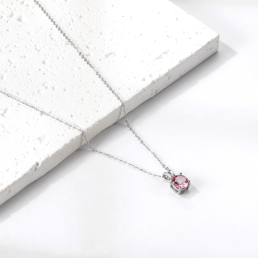 Ketting met ronde diamanten hanger in meerdere kleuren
