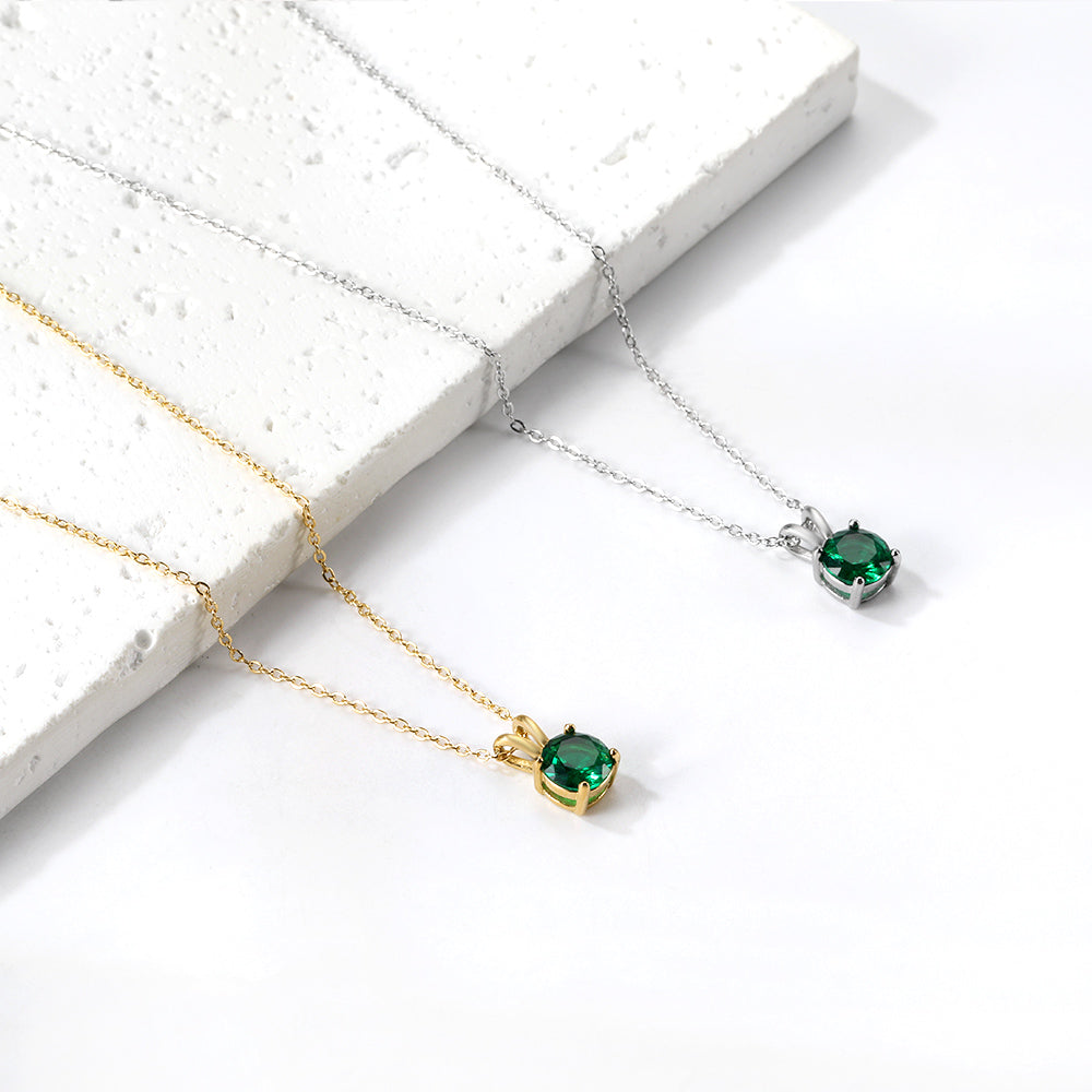 Ketting met ronde diamanten hanger in meerdere kleuren