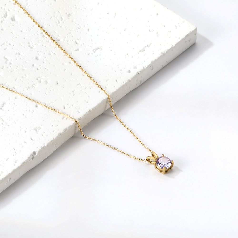 Ketting met ronde diamanten hanger in meerdere kleuren