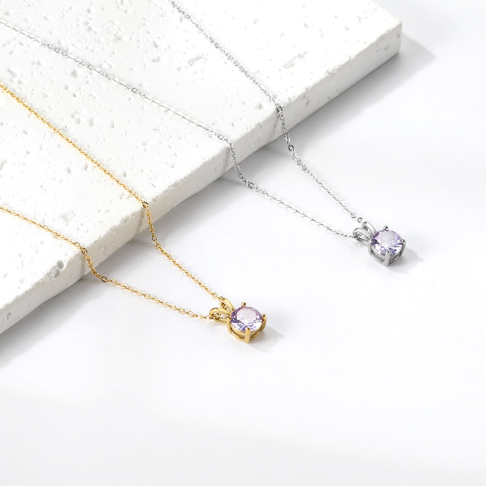 Ketting met ronde diamanten hanger in meerdere kleuren