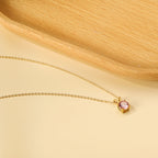 Ketting met ronde diamanten hanger in meerdere kleuren
