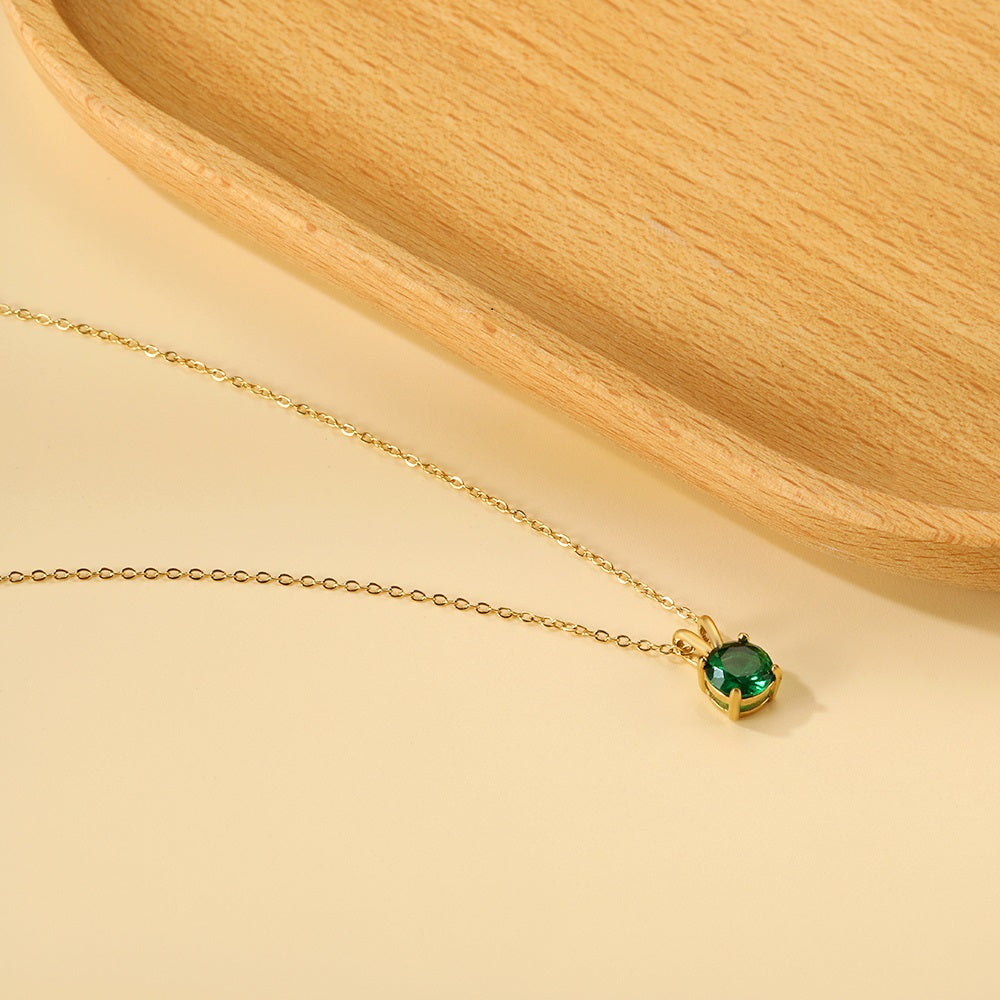 Ketting met ronde diamanten hanger in meerdere kleuren