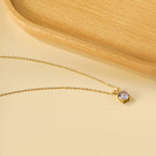 Ketting met ronde diamanten hanger in meerdere kleuren