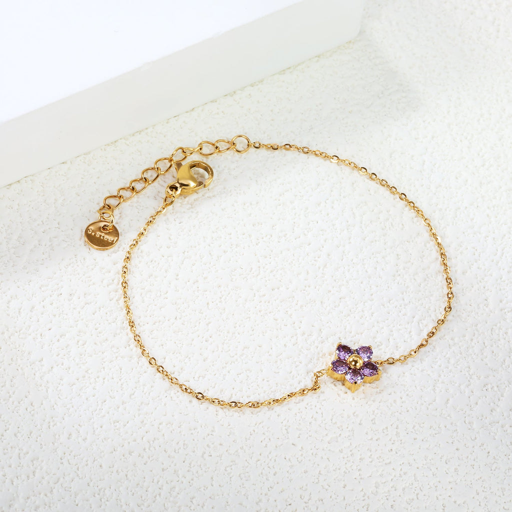 Five Petal Flower Zirconium Bracelet