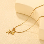 Zeester &amp; Schelp Parel Charm Ketting – Kustgoud Ontwerp