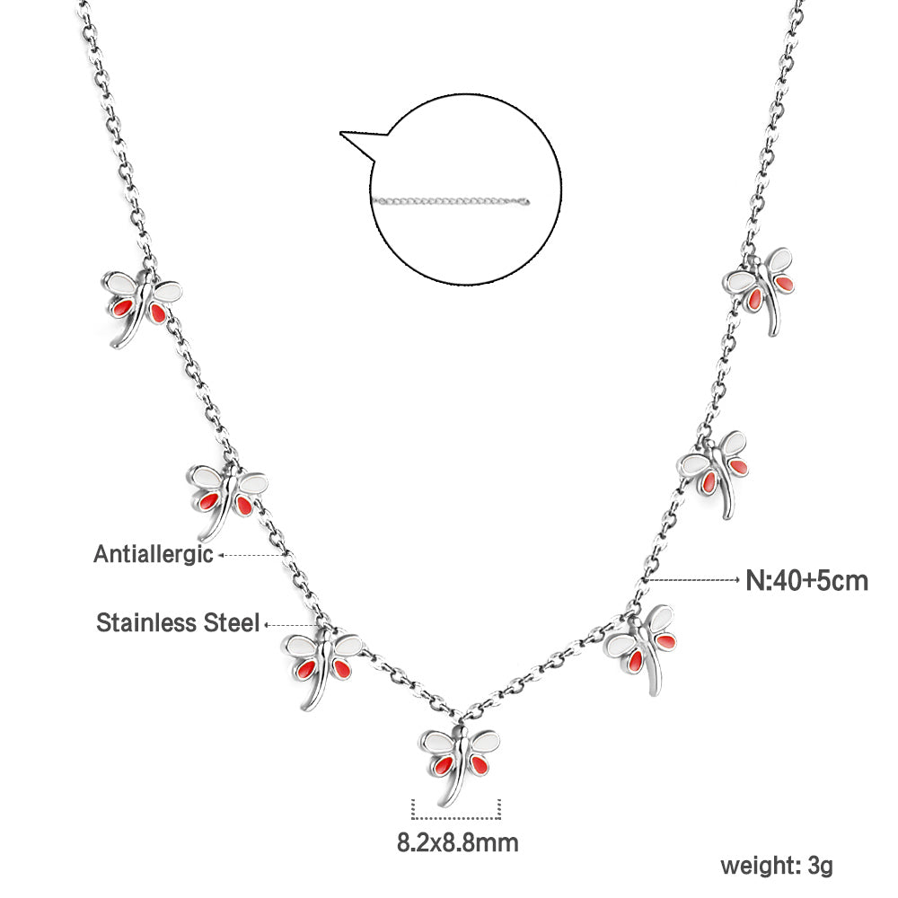 Ensemble de colliers à breloques – Coquillage, cerise, couronne et libellule