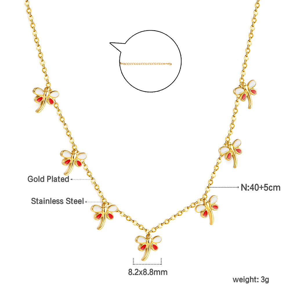 Ensemble de colliers à breloques – Coquillage, cerise, couronne et libellule