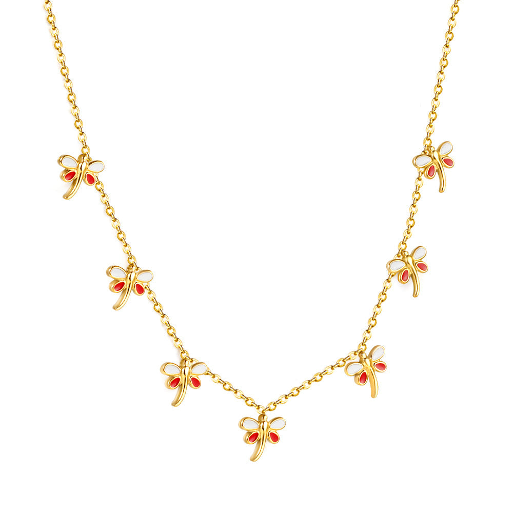 Ensemble de colliers à breloques – Coquillage, cerise, couronne et libellule