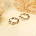 Rectangular White Zirconium Four-Claw Earrings