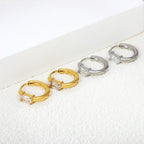 Rectangular White Zirconium Four-Claw Earrings