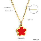 Ketting met witte bloemenhanger van roestvrij staal